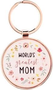 World's Greatest Mom Peach Floral Keychain