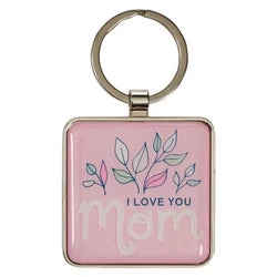 I Love You Mom Pink Epoxy-coated Metal Keychain - 1 Corinthians 13:4